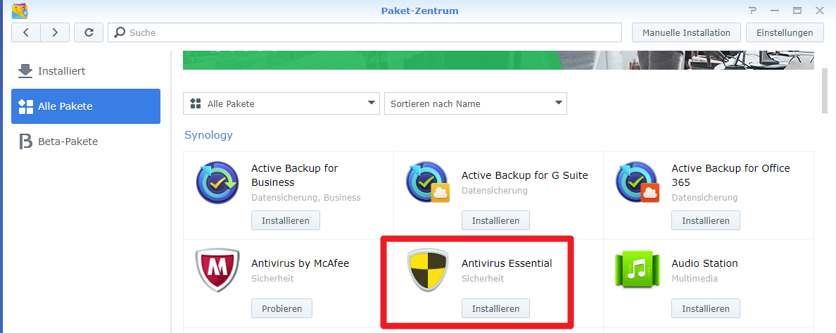 Antivirus essential synology не обновляется